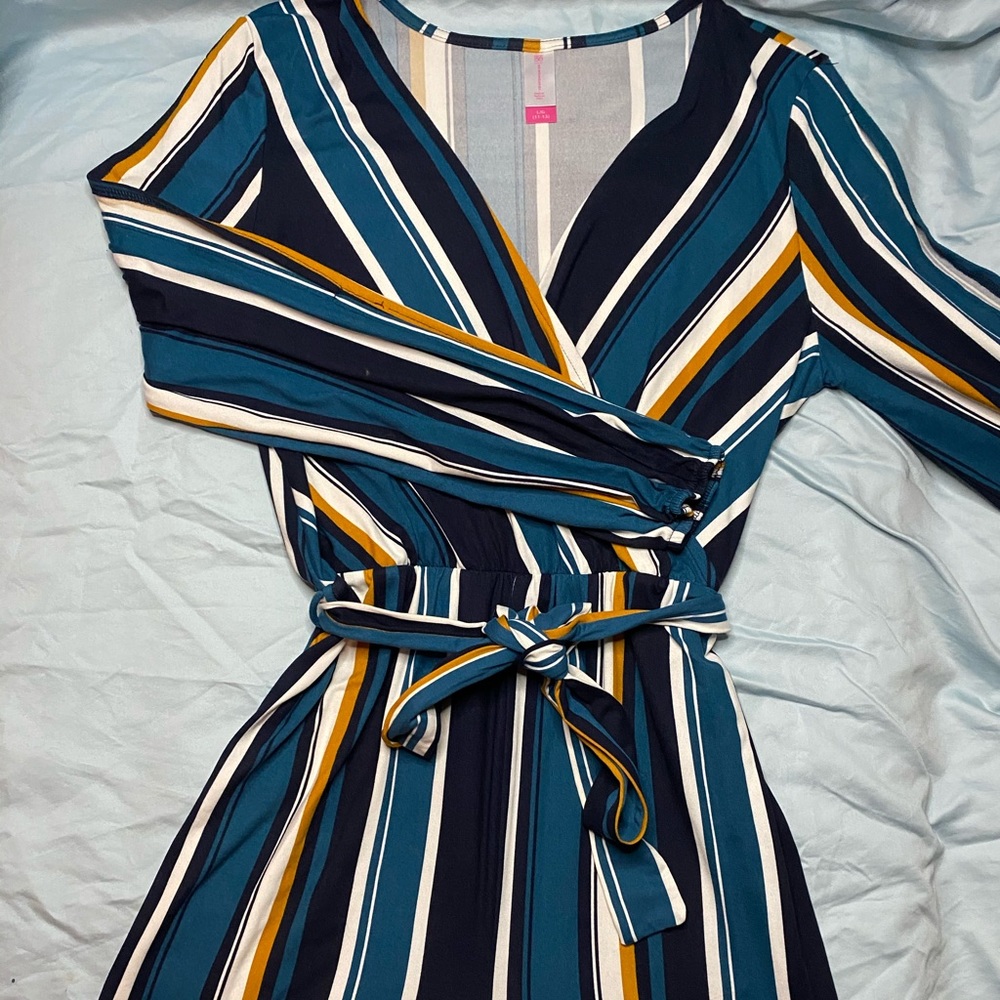 🍍🍍No Boundaries Striped Romper with Tie